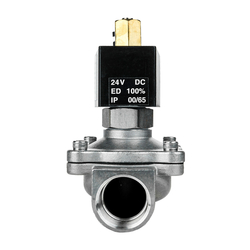 Elektromagnetický ventil F.S.A G1 nerezový 24V DC 0-8 bar bez proudu otevřený