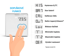 Drátový dvoupolohový pokojový termostat TECH EU-294 v1 bílý (zap/vyp)