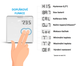 Bezdrátový dvoupolohový pokojový termostat TECH EU-294 v2 černý (zap/vyp)